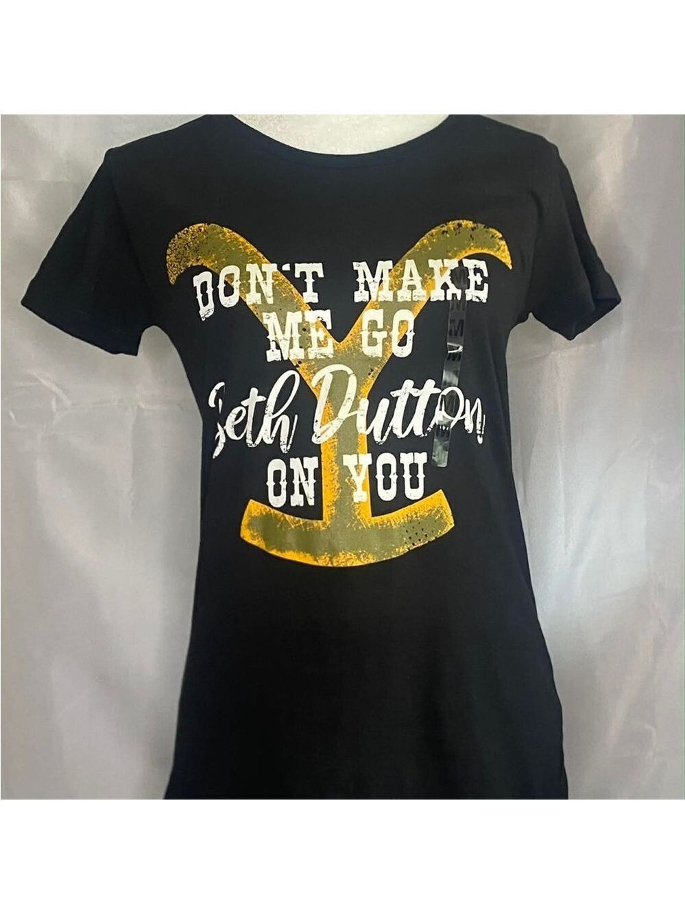 Black Graphic Tee with Yellow Print